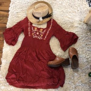 Blue Rain boho embroidered dress